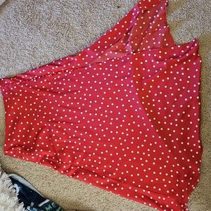 Forever 21 satin red and white polka dot midi skirt. Size small, barely worn.